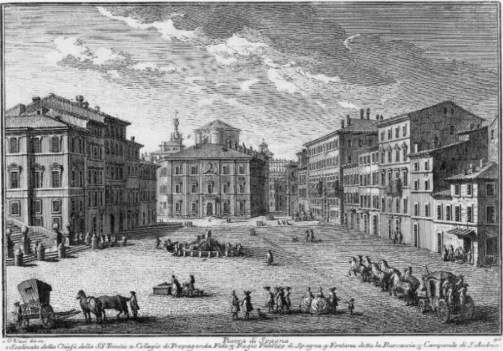 Piazza di Spagna, incisione del 1752 di Giuseppe Vasi 